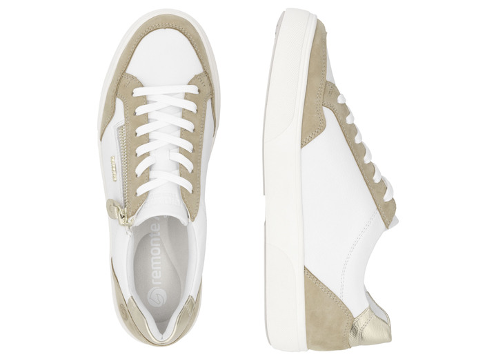 Slipper & Schnürschuhe - Remonte Sneaker aus Nappa- und Veloursleder mit Metallic-Besatz, in Größe 036 bis 042, in Farbe BLAU-WEISS-SILBER Ansicht 15