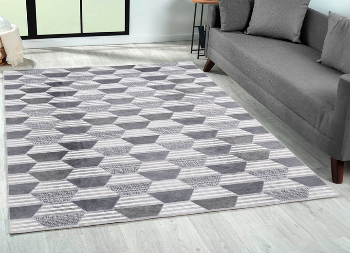 Modern - Robuste und pflegeleichte Teppiche, in Größe 109 (Brücke, 50 x 80 cm) bis 278 (Teppich, 190 x 280 cm), in Farbe GRAU Ansicht 1