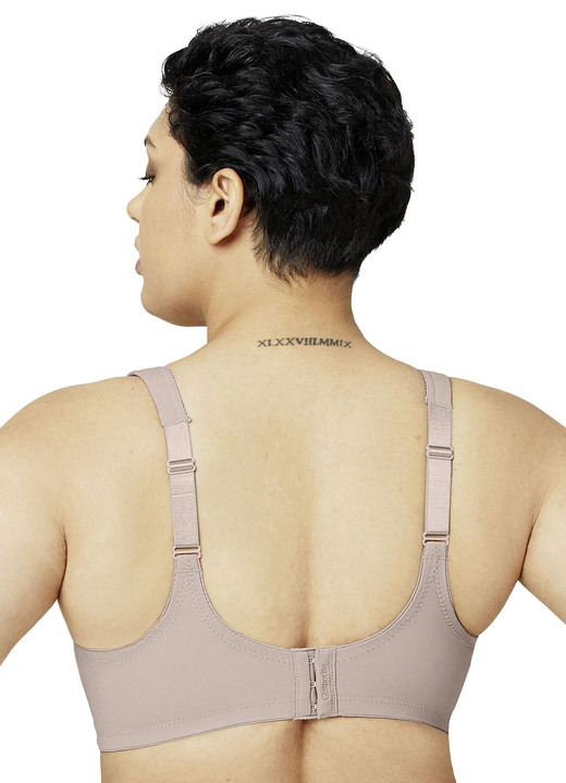 Damenwäsche - Glamorise Stütz-BH mit Stickereispitze, in Größe 080 bis 130, in Cup H, in Farbe TAUPE Ansicht 2