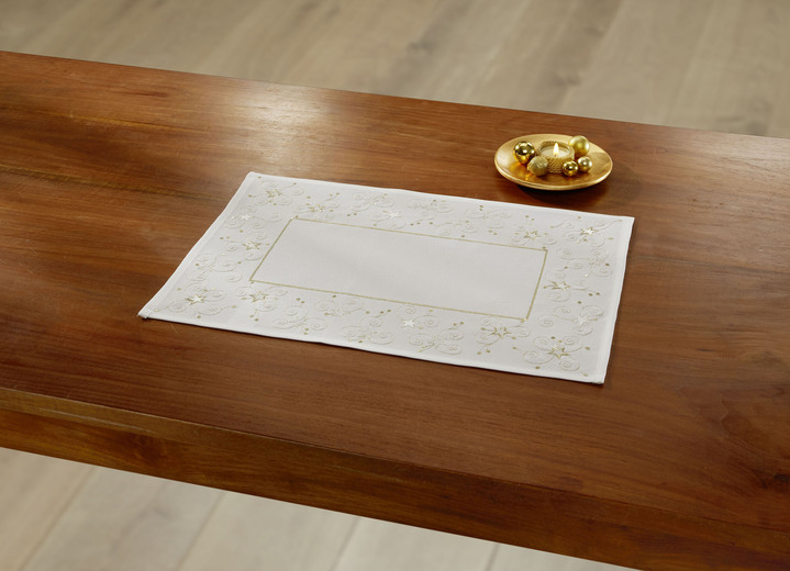 Heimtextilien - Tisch- und Raumdekoration mit Glitzergarn, in Größe 130 (Deckchen, 35/ 50 cm) bis 404 (Kissenbezug, 40/ 40 cm), in Farbe ECRU Ansicht 1