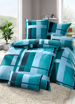 Bettwäschegarnituren - Bettwäsche-Garnitur, in Größe 111 (40/80 cm + 135/200 cm) bis 115 (80/80 cm + 155/220 cm), in Farbe PETROL