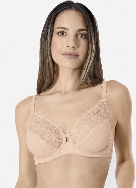 Bügel-BH - Sassa Bügel-BH mit hübscher Elastikspitze, in Größe 075 bis 095, in Cup B, in Farbe PUDER Ansicht 1