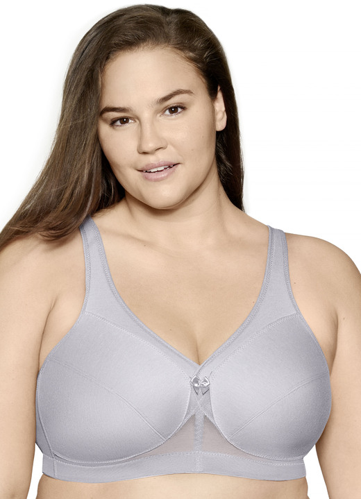 Soft-BH - Glamorise Stütz-BH mit Baumwolle, in Größe 085 bis 115, in Cup D, in Farbe SILBERGRAU Ansicht 1