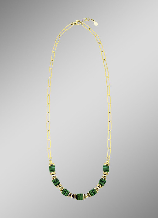 Halsketten - Eleganz trifft auf Moderne – Garnitur mit synth. Malachit Ansicht 5 Halsketten - Eleganz trifft auf Moderne – Garnitur mit synth. Malachit, in Farbe , in Ausführung Armband, 20 cm lang Ansicht 5