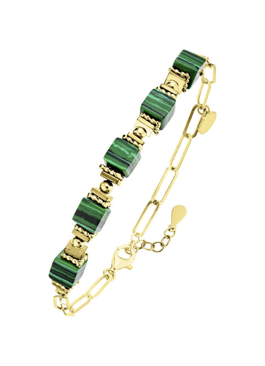 Halsketten - Eleganz trifft auf Moderne – Garnitur mit synth. Malachit Ansicht 3 Halsketten - Eleganz trifft auf Moderne – Garnitur mit synth. Malachit, in Farbe , in Ausführung Armband, 20 cm lang Ansicht 3