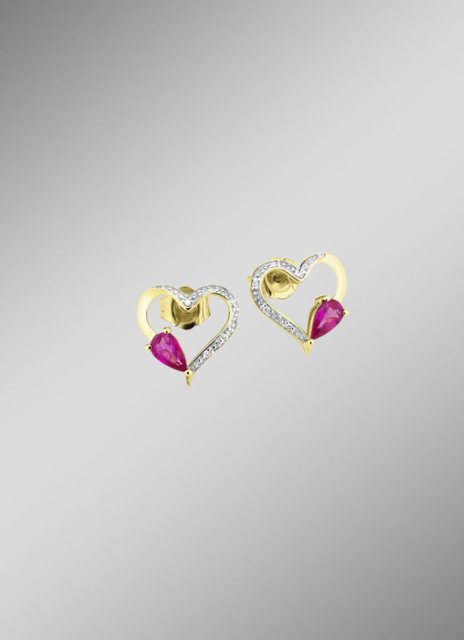 Ohrschmuck - Zartes Funkeln: Ohrstecker mit echt Rubin, in Farbe  Ansicht 1