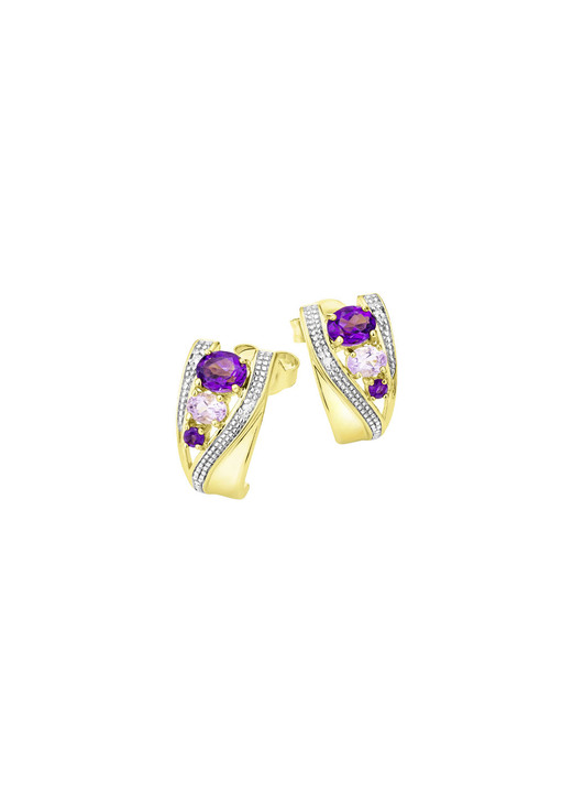 Ohrschmuck - Ohrstecker mit Amethyst und Zirkonia Ansicht 2 Ohrschmuck - Ohrstecker mit Amethyst und Zirkonia, in Farbe  Ansicht 2