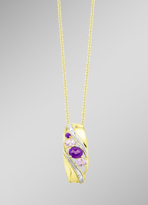 Anhänger - Anhänger mit Amethyst und Zirkonia, in Farbe  Ansicht 1