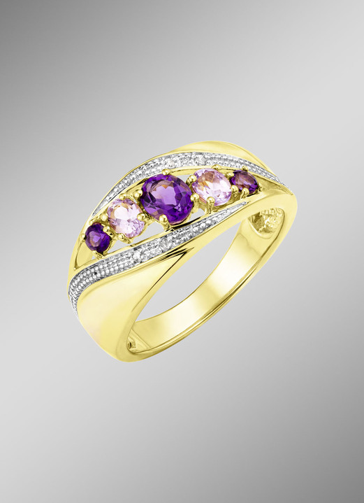 Schmuck & Uhren - Damenring mit Amethyst und Zirkonia, in Größe 160 bis 220, in Farbe  Ansicht 1