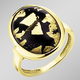 Ringe - Unikat: Damenring mit Onyx, beh. und Bergkristall mit Blattgold-Triplette – Ansicht 1 Ringe - Unikat: Damenring mit Onyx, beh. und Bergkristall mit Blattgold-Triplette, in Größe 160 bis 220, in Farbe  – Ansicht 1