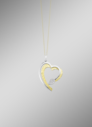 Herz-Anhänger in Bicolor mit synth. Zirkonia