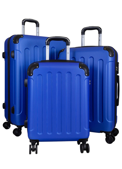 Gesundheit - Hartschalen-Kofferset 3-teilig, aus robustem ABS Ansicht 1 Gesundheit - Hartschalen-Kofferset 3-teilig, aus robustem ABS, in Farbe BLAU Ansicht 1