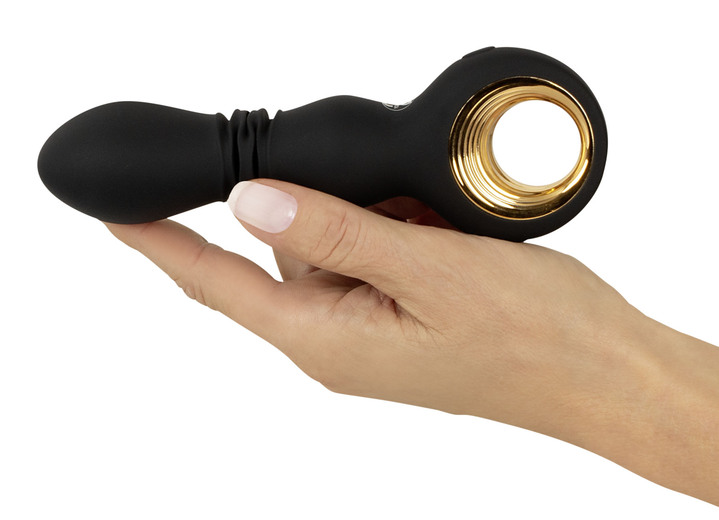 Erotik - Massagegerät n edler Optik mit Soft Touch Textur, in Farbe SCHWARZ-GOLDMETALLIC Ansicht 2