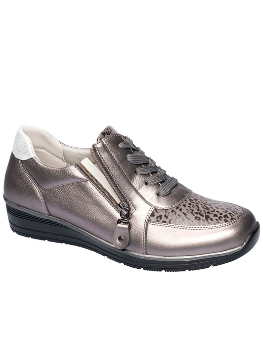 Schuhe & Einlagen - Komfort-Sneaker in Leder-Optik, in Größe 036 bis 042, in Farbe ZINN Ansicht 1