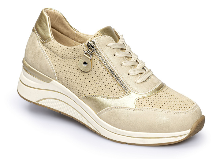 Schuhe & Einlagen - Sportlicher Komfort-Keil-Sneaker , in Größe 036 bis 042, in Farbe CREME-GOLD Ansicht 2