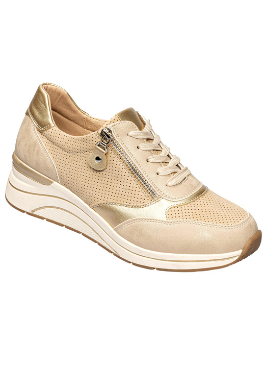 Schuhe & Einlagen - Sportlicher Komfort-Keil-Sneaker , in Größe 036 bis 042, in Farbe CREME-GOLD Ansicht 1