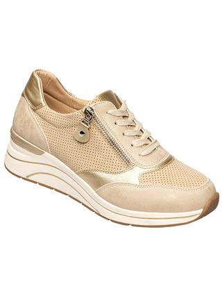 Schuhe & Einlagen - Sportlicher Komfort-Keil-Sneaker , in Größe 036 bis 042, in Farbe CREME-GOLD