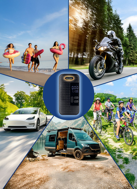 Garten - EASYmaxx Akku-Handkompressor mit LED-Beleuchtung, in Farbe SCHWARZ Ansicht 12