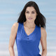 Tops - Laurina Trägershirt mit Zierknopfleiste, in Größe 036 bis 054, in Farbe ROYALBLAU – Farbe ROYALBLAU – Ansicht 1