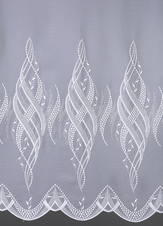 Klassisch - Store mit Plauener Stickerei und Universalschienenband Ansicht 9 Klassisch - Store mit Plauener Stickerei und Universalschienenband, in Größe 159 (H145xB250 cm) bis 301 (H245xB750 cm), in Farbe WEISS, in Ausführung Körbchen Ansicht 9