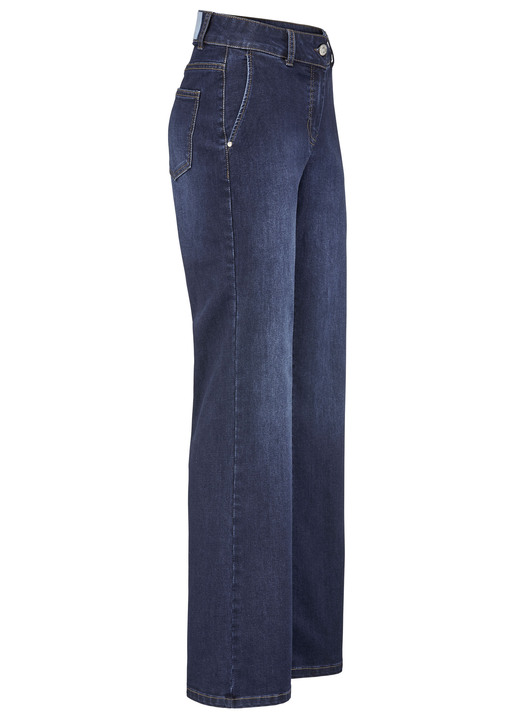 Hosen mit Knopf- und Reißverschluss - Jeans mit weiterem Beinverlauf Hosen mit Knopf- und Reißverschluss - Jeans mit weiterem Beinverlauf, in Größe 017 bis 050, in Farbe DUNKELBLAU