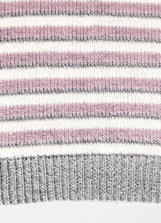 Langarm - Pullover mit Glitzereffekten, in Größe 036 bis 052, in Farbe ECRU-ALTROSA-SILBERFARBEN Ansicht 2