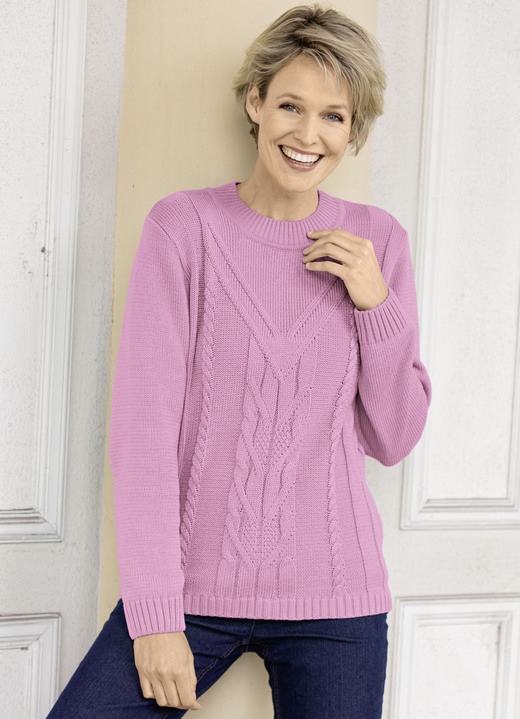 Pullover - Pullover in Strukturmustermix, in Größe 038 bis 054, in Farbe DUNKELROT Ansicht 5