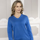 Langarm - Pima-Pullover in Feinstrick – Farbe MITTELBLAU Langarm - Pima-Pullover in Feinstrick, in Größe 036 bis 052, in Farbe MITTELBLAU