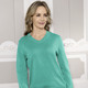 Langarm - Pima-Pullover in Feinstrick – Farbe JADEGRÜN Langarm - Pima-Pullover in Feinstrick, in Größe 036 bis 052, in Farbe MITTELBLAU