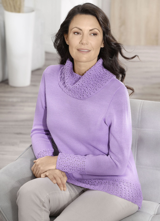 Langarm - Pullover mit Schurwolle  , in Größe 036 bis 052, in Farbe ROT Ansicht 4