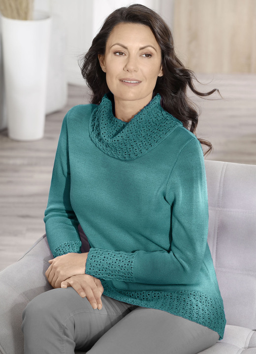 Langarm - Pullover mit Schurwolle  , in Größe 036 bis 052, in Farbe ROT Ansicht 6