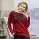 Pullover - Pullover mit edler Strasszier, in Größe 038 bis 054, in Farbe ROT-SCHWARZ – Farbe ROT-SCHWARZ – Ansicht 3