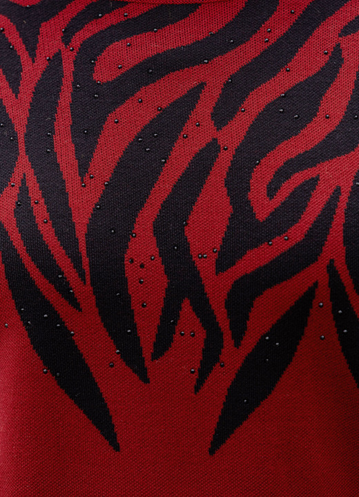 Pullover - Pullover mit edler Strasszier, in Größe 038 bis 054, in Farbe ROT-SCHWARZ Ansicht 2