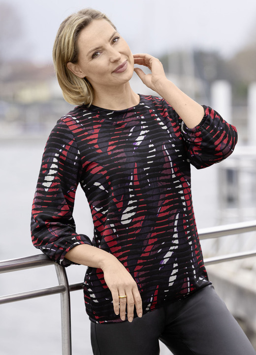 3/4-Arm - Shirt mit Alloverdruck 3/4-Arm - Shirt mit Alloverdruck, in Größe 038 bis 054, in Farbe SCHWARZ-ROT-ECRU