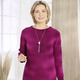 Langarm - Pullover mit aufwendiger Rundpasse, in Größe 036 bis 052, in Farbe ROYALBLAU – Farbe MAGENTA – Ansicht 1