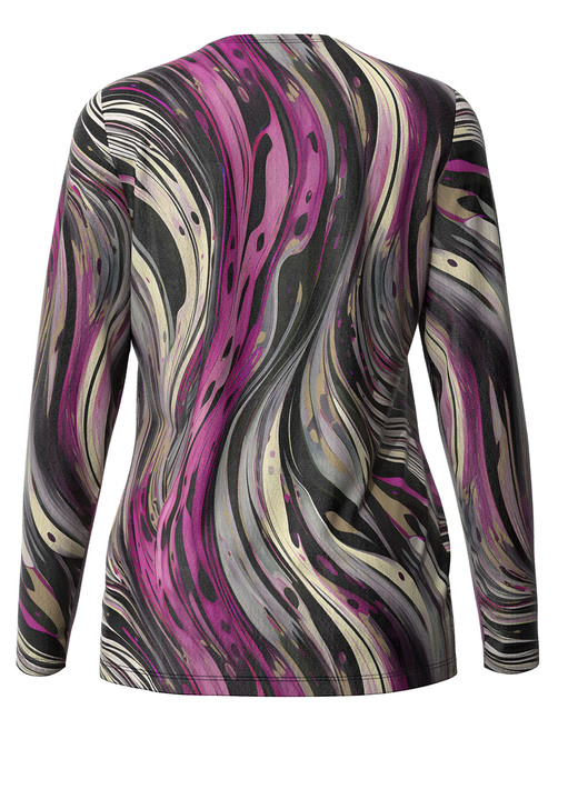 Pullover & Strickmode - Pullover in Feinstrick, in Größe 038 bis 054, in Farbe SCHWARZ-BEIGE-MAGENTA Ansicht 2