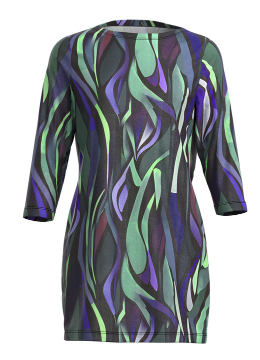Pullover & Strickmode - Strick-Tunika in Feinstrick, in Größe 038 bis 054, in Farbe SCHWARZ-GRÜN-MULTICOLOR Ansicht 2