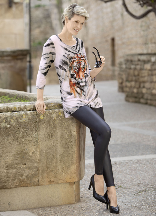 3/4-Arm - Shirt mit platziertem Tiermotiv, in Größe 036 bis 054, in Farbe SCHWARZ-GRAU Ansicht 2