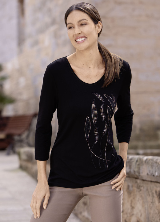 3/4-Arm - Shirt mit 3/4-langen Ärmeln, in Größe 038 bis 054, in Farbe SCHWARZ Ansicht 2