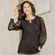 Shirts - Shirt mit langen Chiffonärmeln – Farbe SCHWARZ – Ansicht 1 Shirts - Shirt mit langen Chiffonärmeln, in Größe 036 bis 054, in Farbe MARINE – Farbe SCHWARZ – Ansicht 1
