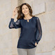 Shirts - Shirt mit langen Chiffonärmeln – Farbe MARINE Shirts - Shirt mit langen Chiffonärmeln, in Größe 036 bis 054, in Farbe MARINE