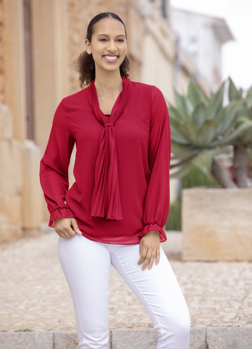 Langarm - Tunika mit Bindeschluppe, in Größe 036 bis 052, in Farbe SCHWARZ Ansicht 4