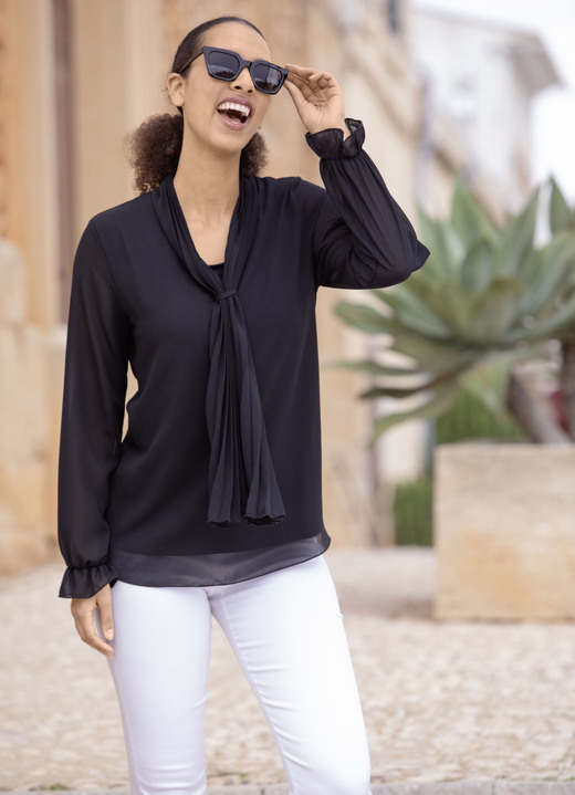 Langarm - Tunika mit Bindeschluppe, in Größe 036 bis 052, in Farbe ROT Ansicht 4