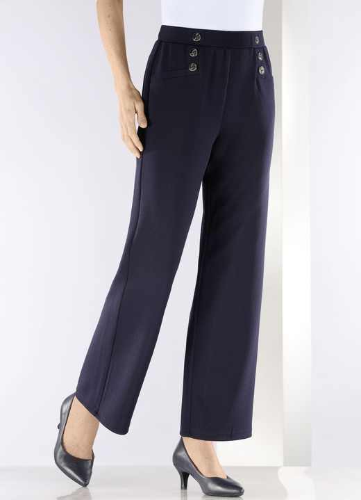 Hosen in Schlupfform - Hose mit dekorativen Zierknöpfen, in Größe 019 bis 054, in Farbe PFLAUME Ansicht 6