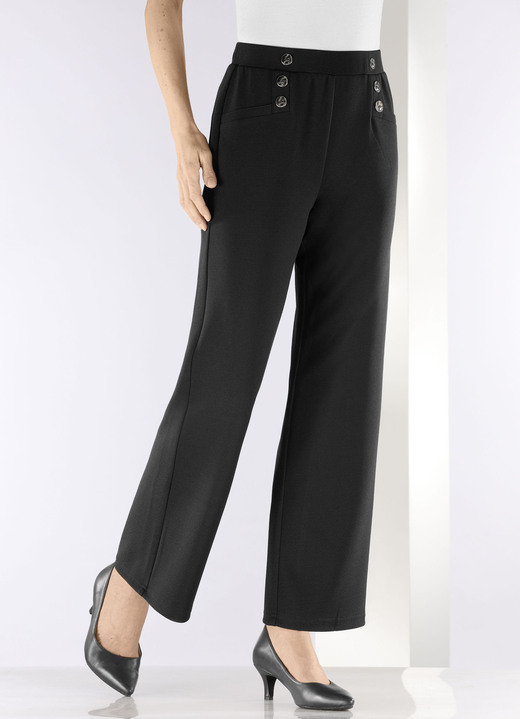 Hosen in Schlupfform - Hose mit dekorativen Zierknöpfen, in Größe 019 bis 054, in Farbe PFLAUME Ansicht 9