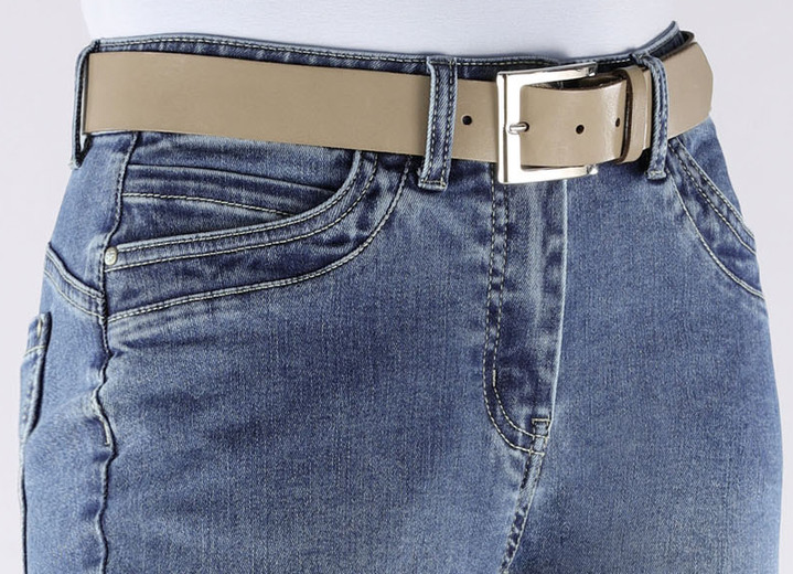 Gürtel - Trendiger Damen-Gürtel aus Leder, 3,5 cm breit, in Größe 100 bis 120, in Farbe MARINE Ansicht 10