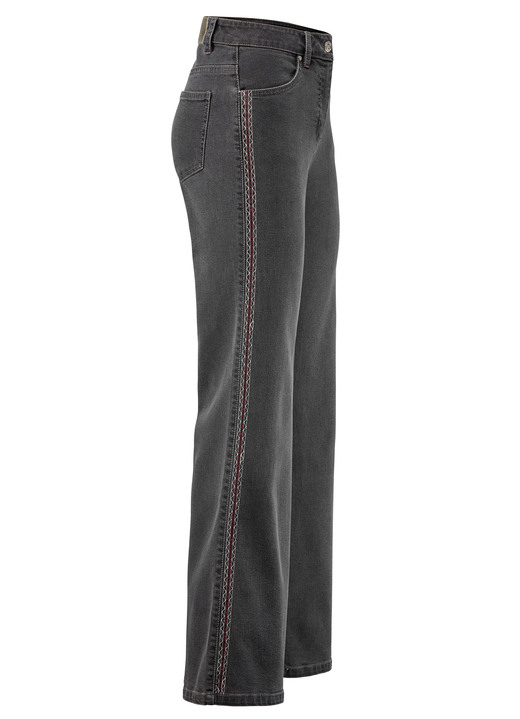 Hosen mit Knopf- und Reißverschluss - Jeans mit Ziersteppungen im Ethno-Stil Ansicht 5 Hosen mit Knopf- und Reißverschluss - Jeans mit Ziersteppungen im Ethno-Stil, in Größe 017 bis 050, in Farbe JEANSBLAU Ansicht 5