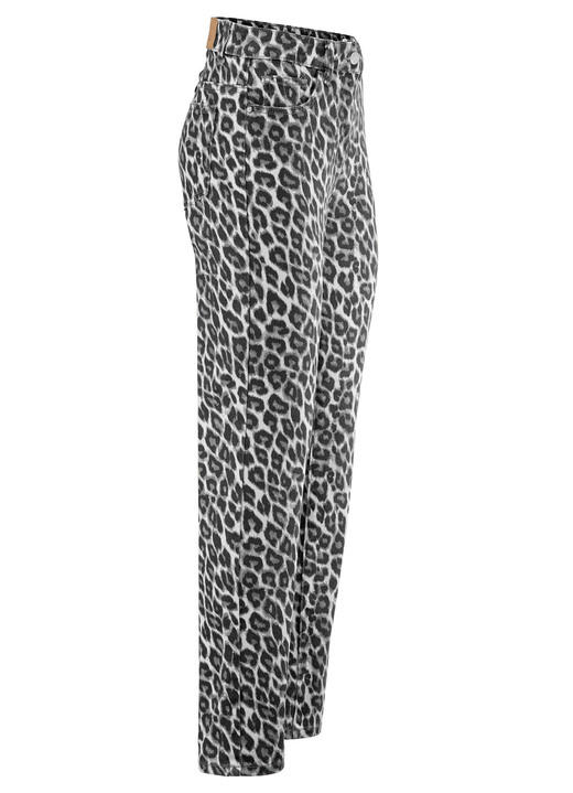 Hosen mit Knopf- und Reißverschluss - Hose in angesagter Leo-Dessinierung, in Größe 017 bis 050, in Farbe BEIGE-SCHWARZ-BRAUN Ansicht 5