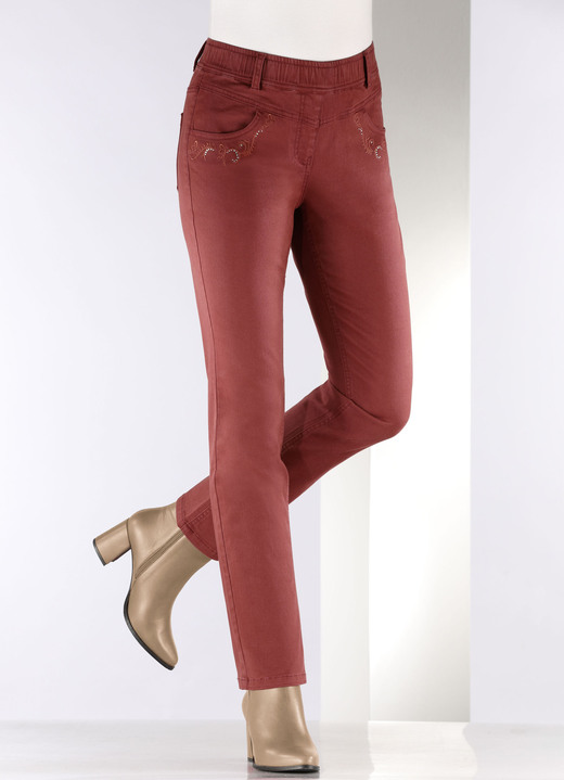 Hosen in Schlupfform - Hose mit funkelnden Glitzersteinchen, in Größe 018 bis 052, in Farbe HELLBLAU Ansicht 7