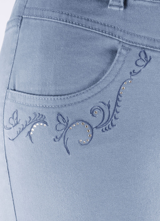 Hosen in Schlupfform - Hose mit funkelnden Glitzersteinchen Ansicht 24 Hosen in Schlupfform - Hose mit funkelnden Glitzersteinchen, in Größe 018 bis 052, in Farbe JEANSBLAU Ansicht 24